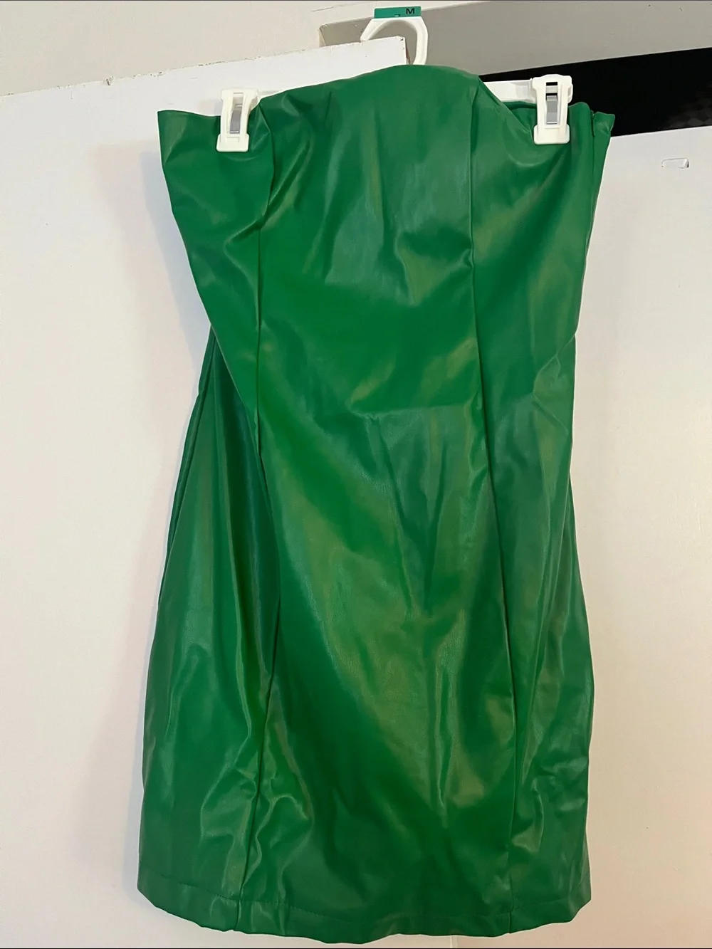 Fashion Nova Strapless Emerald Green Faux Leather Mini Dress - Picture 1 of 1